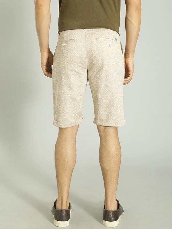 Indian Terrain Men's Slim Fit Solid Khaki Shorts